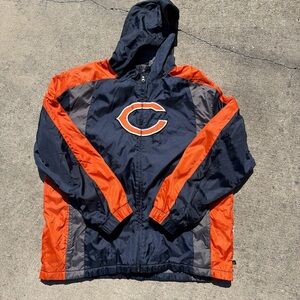 Chicago Bears Navy and Orange Hooded Windbreaker jacket